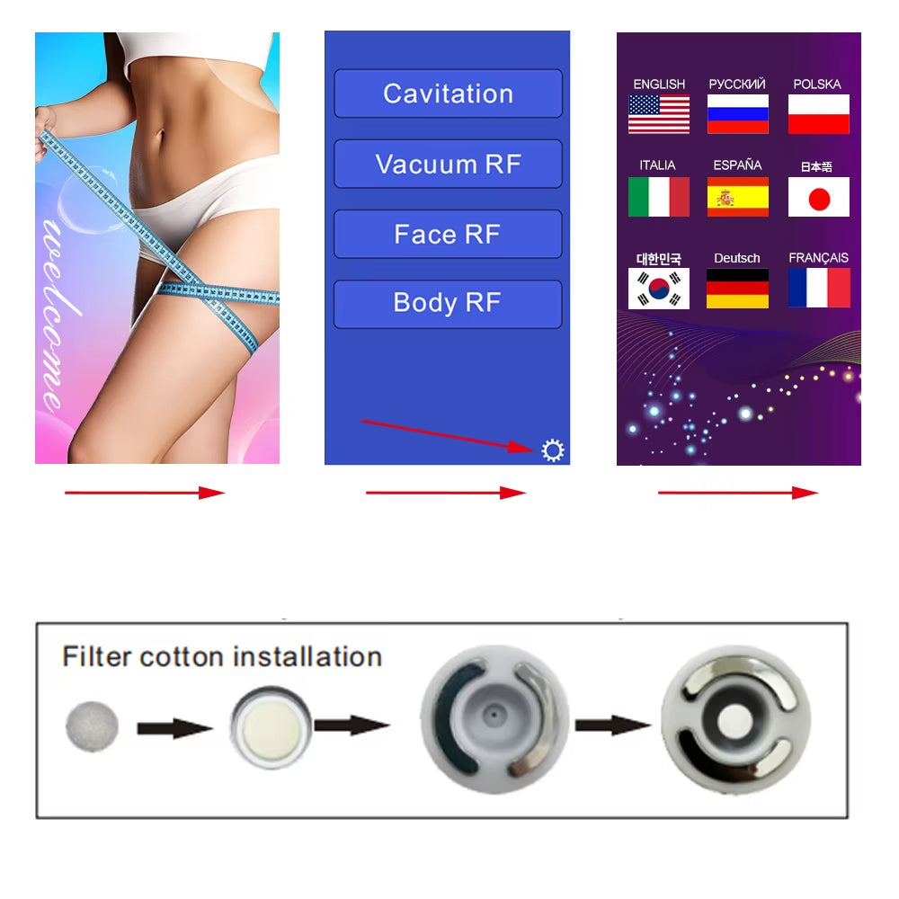 40K 4 in 1 Body Slimming Cavitation Ultrasonic Weight Loss Skin Rejuvenation Beauty Machine Multipolar Skin Tighten Anti-Wrink