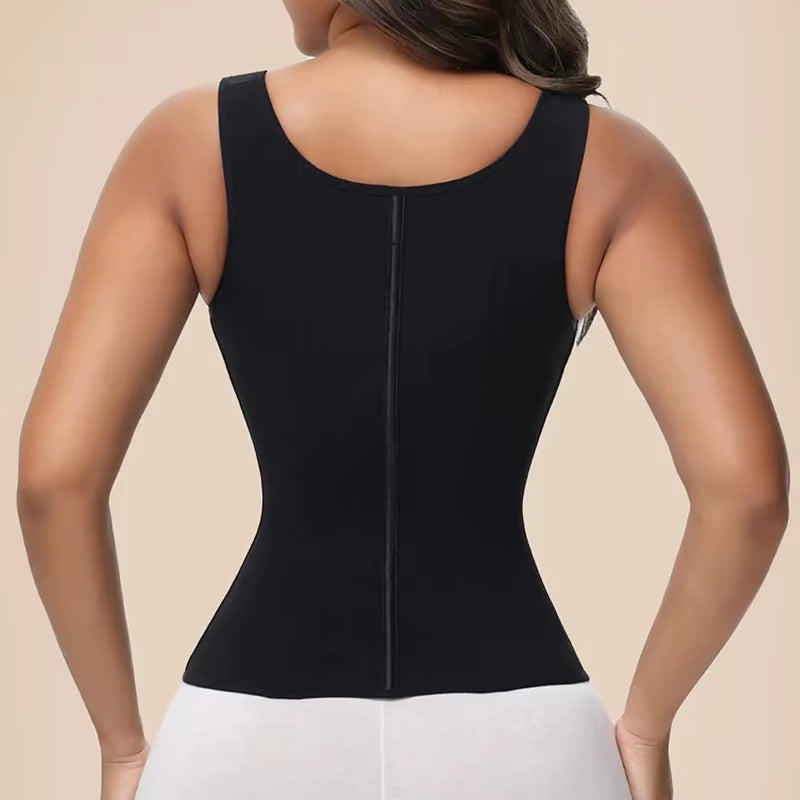 Shapewear Women Fajas Waist Trainer Tummy Control Vest Body Shaper 17 Steel Bones 3-Row Hooks Zipper Adjustable Strap