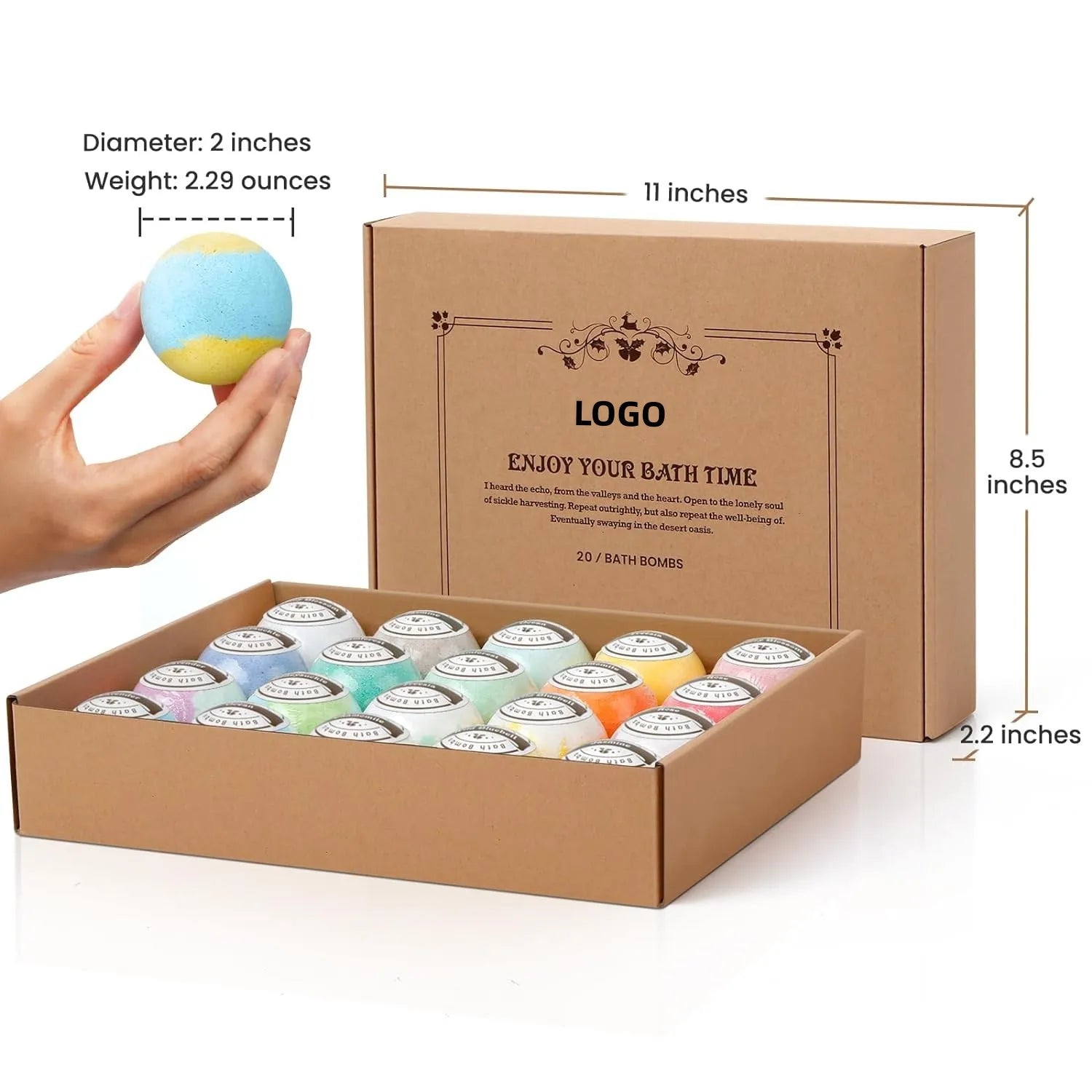 Indulge in Luxury: 20PCS Handmade Organic Bath Bomb Gift Set with Customized Fragrance for Ultimate Relaxation